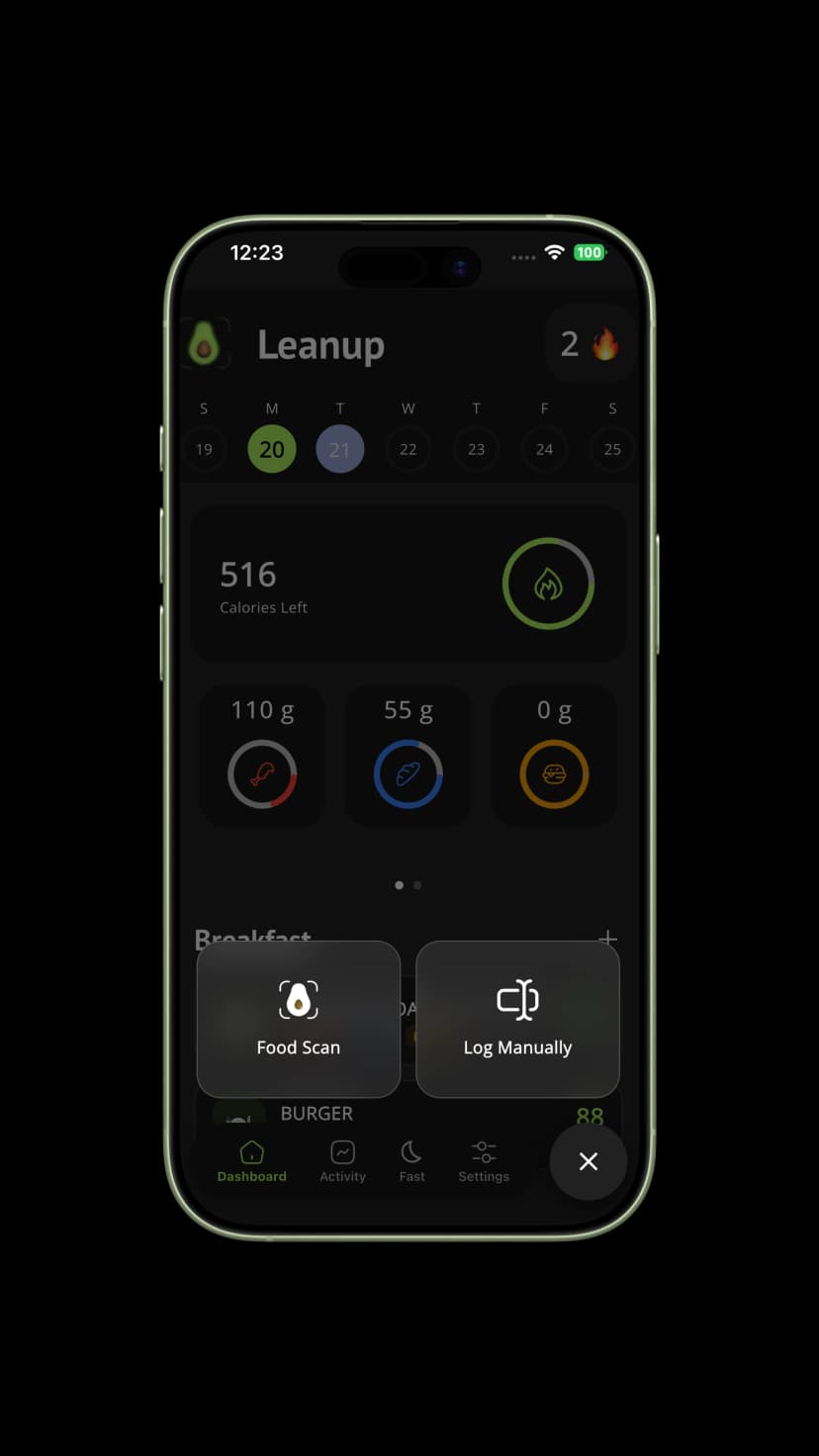 Scanning food with Leanup