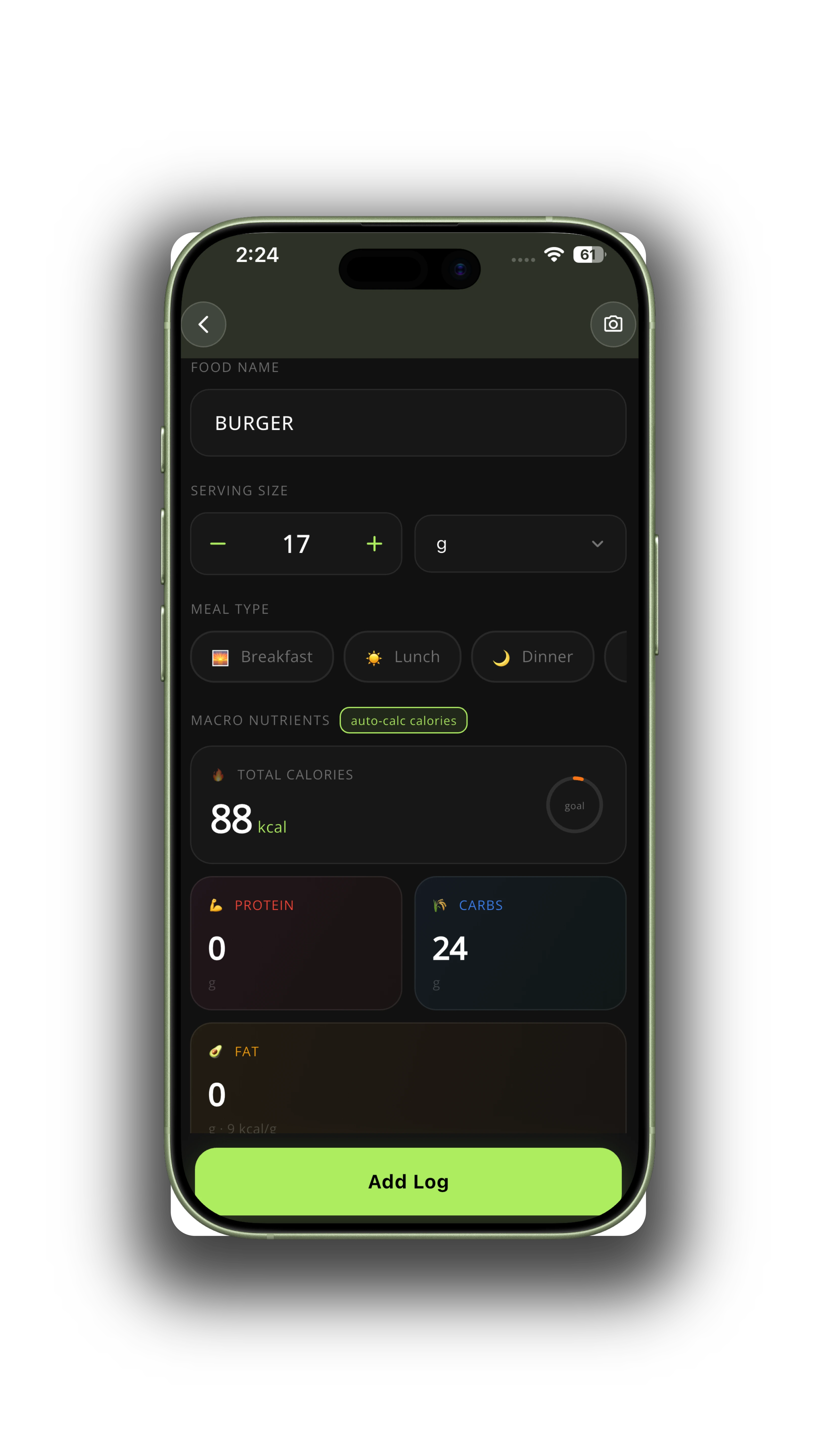 AI meal analysis screen